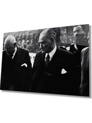 Miraax Siyah Beyaz  Atatürk  Arkadaş Cam Tablo