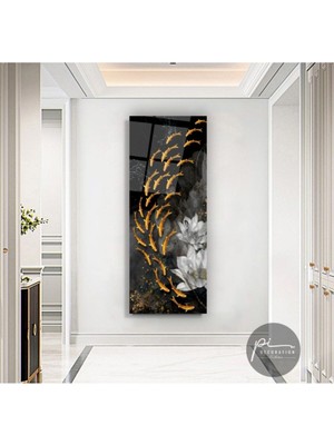 Miraax Gold Balıklar Panoramik Cam Tablo