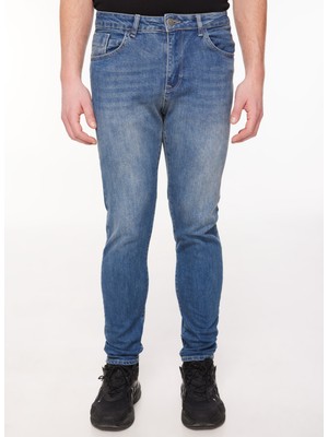 The Crow Normal Bel Dar Koyu Mavi Erkek Denim Pantolon TC5003