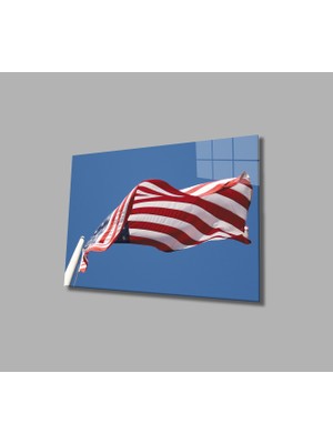 Miraax Dalgalanan Amerika Bayrağı Cam Tablo Waving American Flag