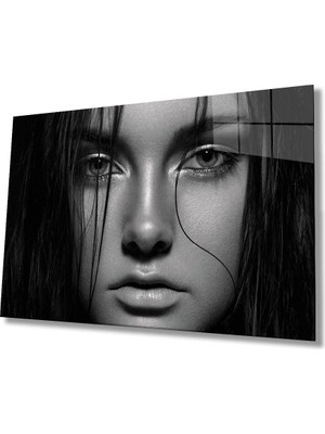 Miraax Siyah Beyaz Insan Fotoğrafları Kadın Cam Tablo