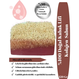 Dermo Golden Doğal Ekstra Yumuşak Beyaz Kabak Lifli Sabun Kolajen Özlü Sabun 120 gr