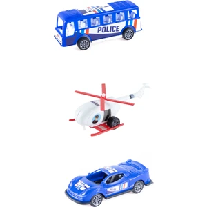 Oyuncak 3lü Çek Bırak Polis Seti Helikopterli