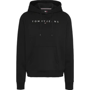 Tommy Jeans Kapüşon Yaka Düz Siyah Kadın Sweatshırt Tjw Reg Lınear Hoodıe