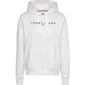 Tommy Jeans Kapüşon Yaka Düz Beyaz Kadın Sweatshırt Tjw Reg Lınear Hoodıe