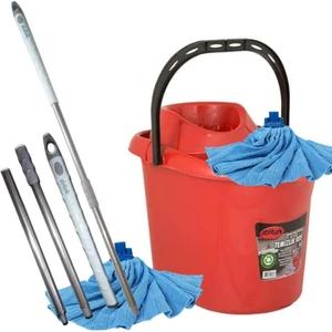 Demonte Metal Sap ve Mikrofiber Havlu Mop Hediye Full Paspas Büyükboy Sıkmalı Kovalı Temizlik Seti