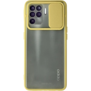 Oppo Reno 5 Lite Kılıf Palm Buzlu Kamera Sürgülü Silikon - Sarı 300099