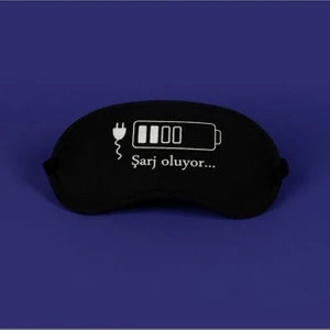 Uyku Maskesi Göz Bandı Şarj Oluyor Pamuk İç Yüzeyle Beyaz-Siyah Renk 1 Adet