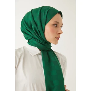 konçerto 75X180 Dama Desenli, Ipeksi Görünümlü Jakar Şal. Kaymaz Ipeksi Şal, Şık Zarif Kombinlenebilir Şal.