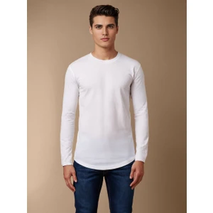 Uzun Kollu Tişört Basic Bisiklet Yaka Erkek  T-Shirt | Oval Kesim Regular Fit Lıkrali TBL5001