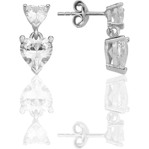 Söğütlü Silver Gümüş Rodyumlu Zirkon Taşlı Kalbin Işıltısı Çift Kalpli Küpe SGTL12342RODAJ