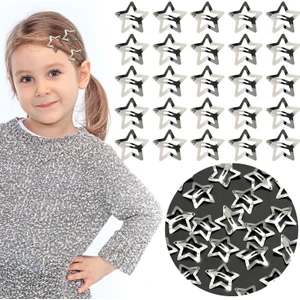 25 Adet - Yıldız Çıt Çıt Toka - Y2K Star Style Çıtçıtlı Toka - Metal Gümüş Yıldızlı Çıtçıt Toka