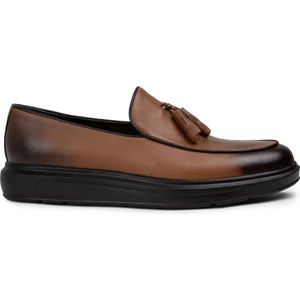 Deri Taba Rengi Comfort Püsküllü Erkek Loafer - 01840MTBAP02