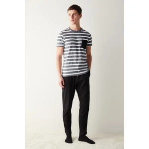 Erkek Grey Pocket Çok Renkli Pijama Takımı