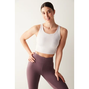 Bej Kaplı Sırt Detaylı Slim Fit Crop Top