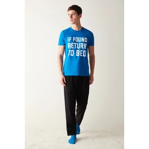 Erkek Return To Bed Yazılı Çok Renkli Pijama Takımı