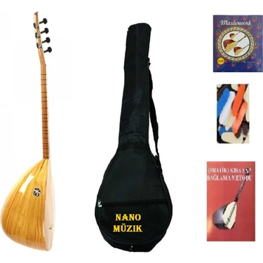 Nano Müzik Kısa Sap Saz Bağlama Seti + Öğretici Kitap 1 Adet Yedek Tel Kılıf ve 2 adet