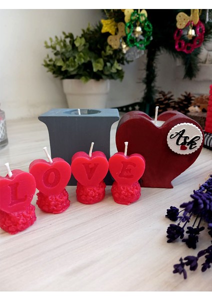 Sevgililer Günü I Love Mumluk ve Love Yazılı Harf Mumlar Kokulu Set