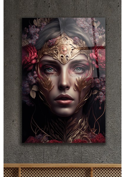 Metal Süslemeli Kadın Cam Tablo