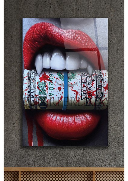 Dolar ve Dudak Cam Tablo