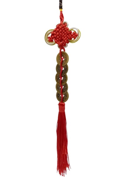 Çin Feng Shui Şans ve Bereket Düğüm Beşli Para 35 cm