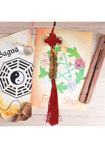 Çin Feng Shui Şans ve Bereket Düğüm Beşli Para 35 cm indirimleri