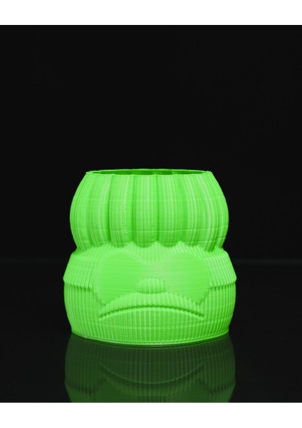 Neon Yeşil Insan Yüzü Dekoratif Vazo