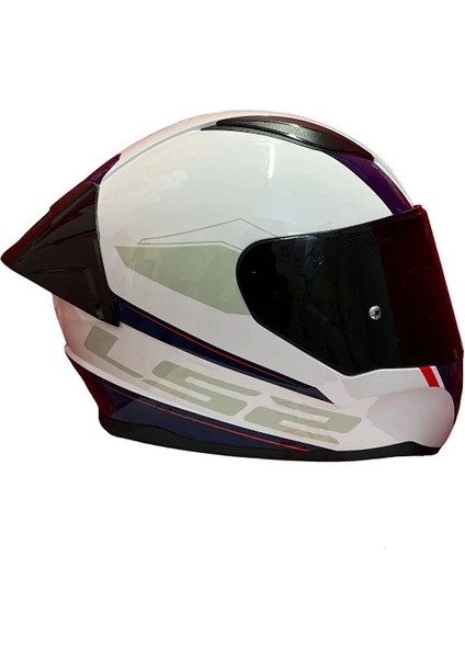 Rapıd 2 Race Drıveway Beyaz-Mavi-Kırmızı Kask (Siyah+Şeffaf Cam+Spoıler)