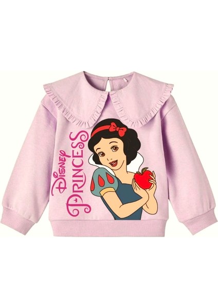 Yeni Sezon Bebe Yakalı Öpücük Kapama Prenses Baskılı Yırtmaçlı Tayt Sweatshirt Takım