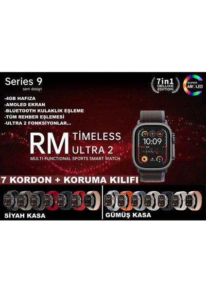 Agm Teknoloji Rm Timeless Ultra 2 - 7 Kordonlu Süper Amoled Ekran 49MM Titanyum Kasa Akıllı Saat