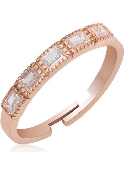 Gümüş Rose Ayarlanabilir Baget Kadın Yüzük