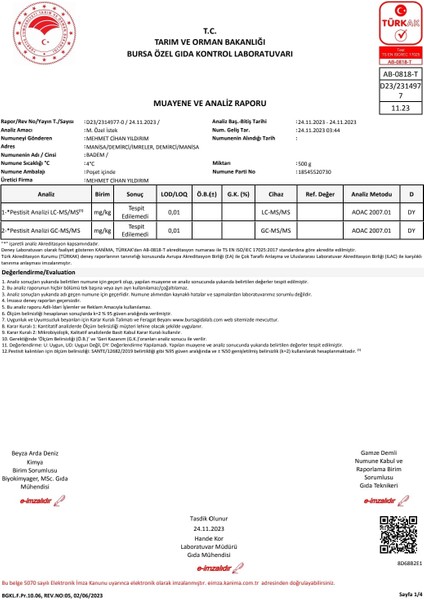 OrganikBademcim Yerli Çiğ Organik Badem Duble Boy 2024 Hasat  500 gr