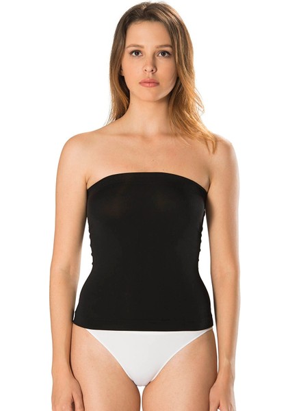 Uzun Straplez Body Büstiyer Crop Siyah