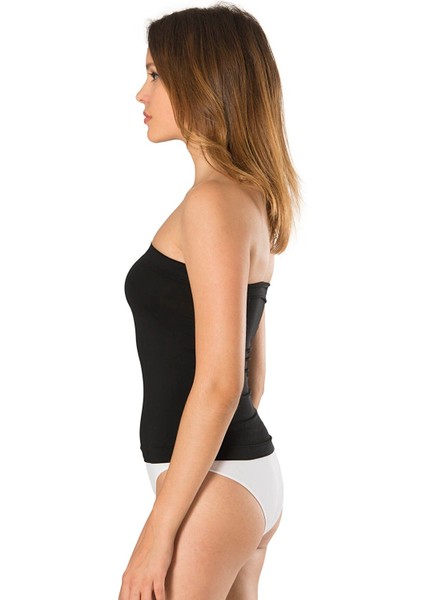Uzun Straplez Body Büstiyer Crop Siyah