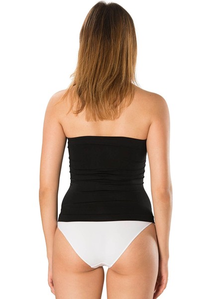Uzun Straplez Body Büstiyer Crop Siyah