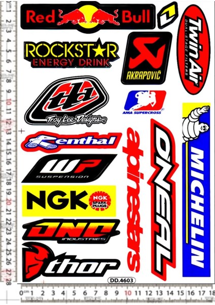 Michelin Redbul Rockstar Ngk Onc Akropovıc Oneal Motorsiklet Kask Sticker Çıkartma Seti