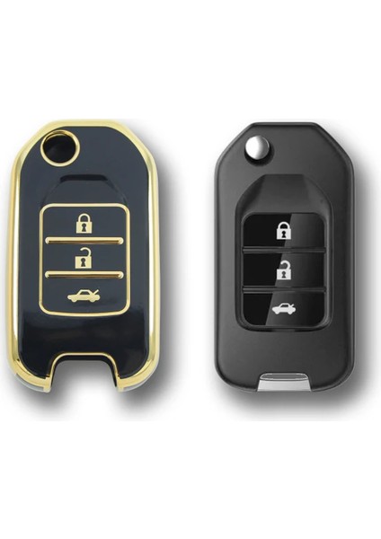 RenkStore Honda Civic, Crv 2016+ Sustalı 3 Buton Siyah Silikon Oto Anahtar Kılıfı fiyatları