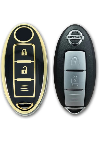 RenkStore Nissan Qashqai Smart 2 Buton Siyah Silikon Oto Anahtar Kılıfı fiyatları