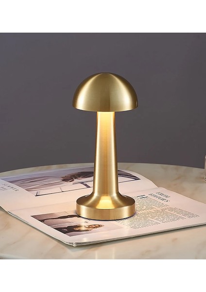 Şarjlı Dokunmatik LED Masa Lambası - Gold Rengi