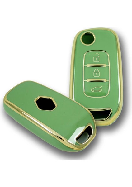 RenkStore Renault Clio 5 Dacia Duster Sustalı 3 Buton Yeşil Silikon Oto Anahtar Kılıfı modelleri