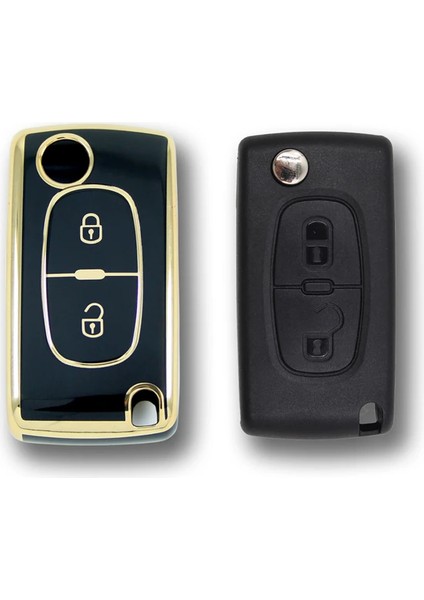 RenkStore Peugeot 307 Citroen C3 2 Buton Sustalı Siyah Silikon Oto Anahtar Kılıfı fiyatları