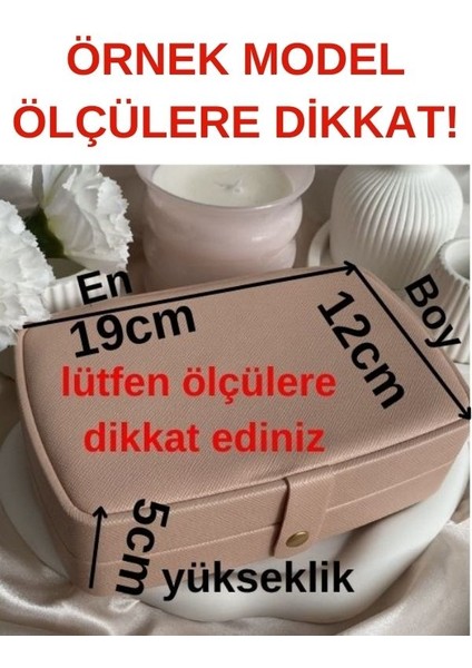 Çıtçıtlı Yüksek Kalite Takı Organizer Kutusu - Pembe Dikdörtgen Takı Seyahat Çantası