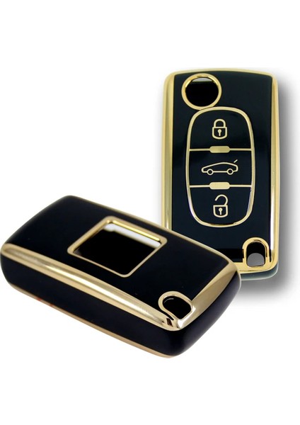 RenkStore Peugeot 307 Citroen C8 3 Buton Sustalı Siyah Silikon Oto Anahtar Kılıfı modelleri