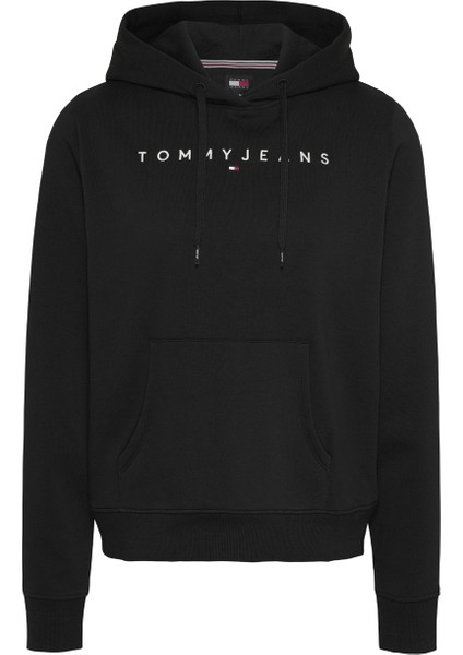 Kapüşon Yaka Düz Siyah Kadın Sweatshırt Tjw Reg Lınear Hoodıe