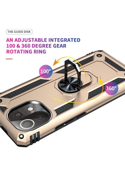 Xiaomi Mi 11 Lite Kılıf Sofya Yüzüklü Silikon Kapak - Gold 300099