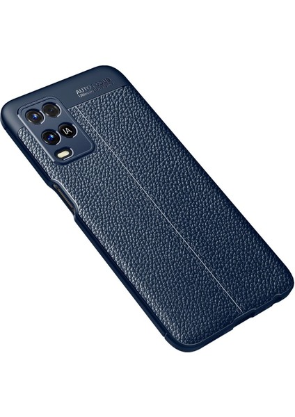 Oppo A54 4g Kılıf Focus Derili Silikon - Lacivert 300099