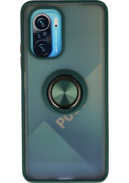 Xiaomi Redmi K40 Kılıf Montreal Yüzüklü Silikon Kapak - Yeşil 300099