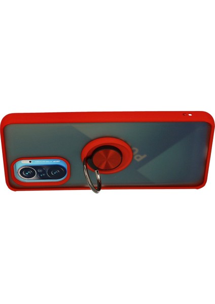 Xiaomi Redmi K40 Kılıf Montreal Yüzüklü Silikon Kapak - Kırmızı 300099