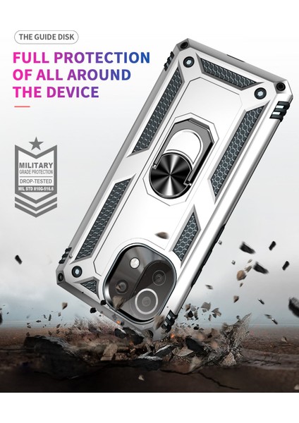 Xiaomi Mi 11 Lite Kılıf Sofya Yüzüklü Silikon Kapak - Gümüş 300099