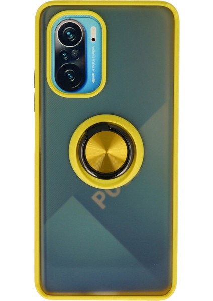 Xiaomi Redmi K40 Kılıf Montreal Yüzüklü Silikon Kapak - Sarı 300099